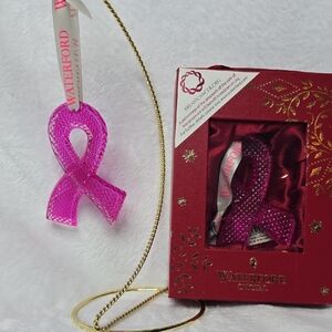 Waterford Fuchsia Breast Cancer Ribbon Crystal Ornament 2014